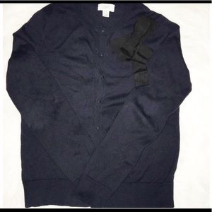 Loft cardigan navy blue w/bow NWT